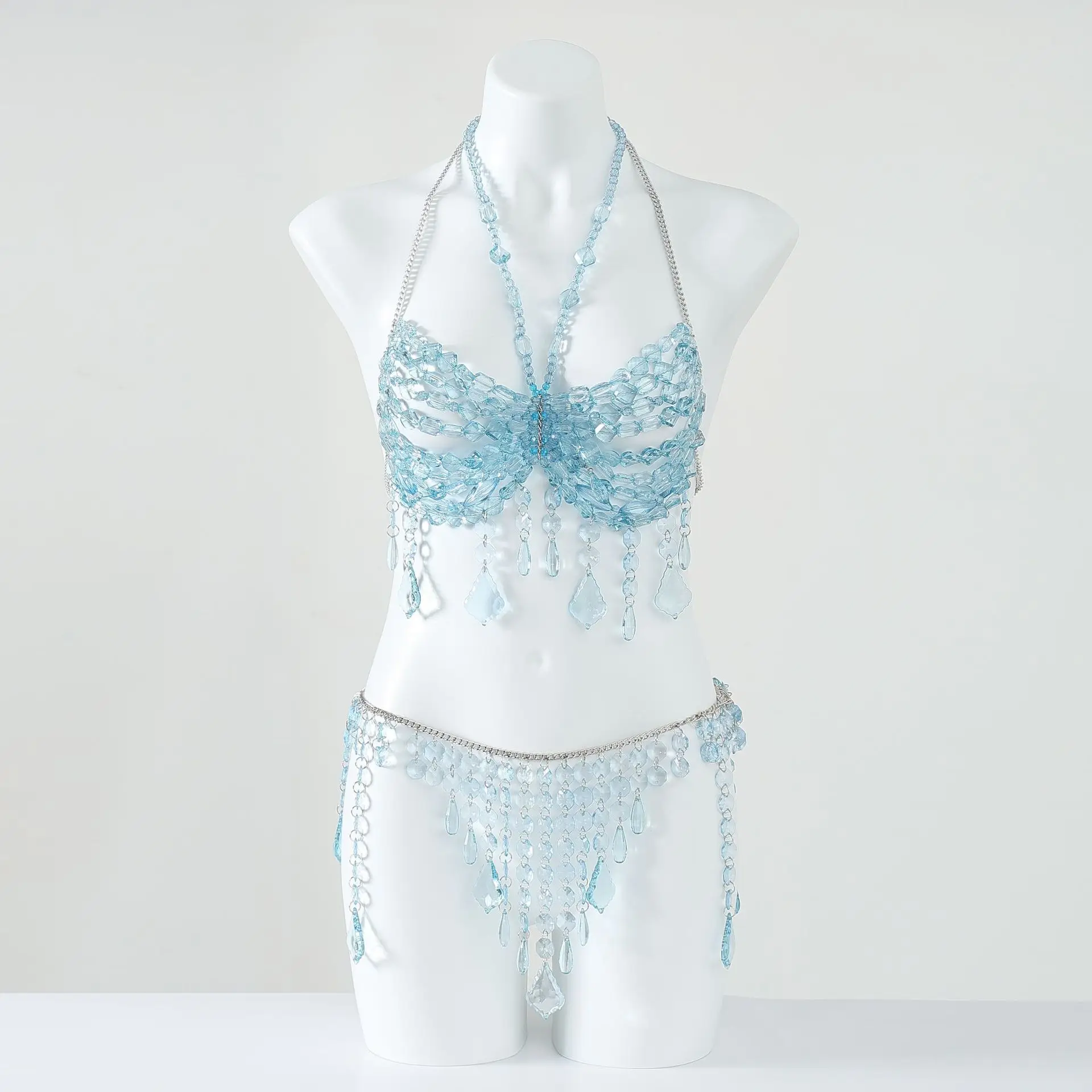 Vrouwen Tops Kralen Hemdje Vest Bikini Bh Top Body Overdreven Parel Hals Bustier Beachwear Lingerie Vrouw Club Rave