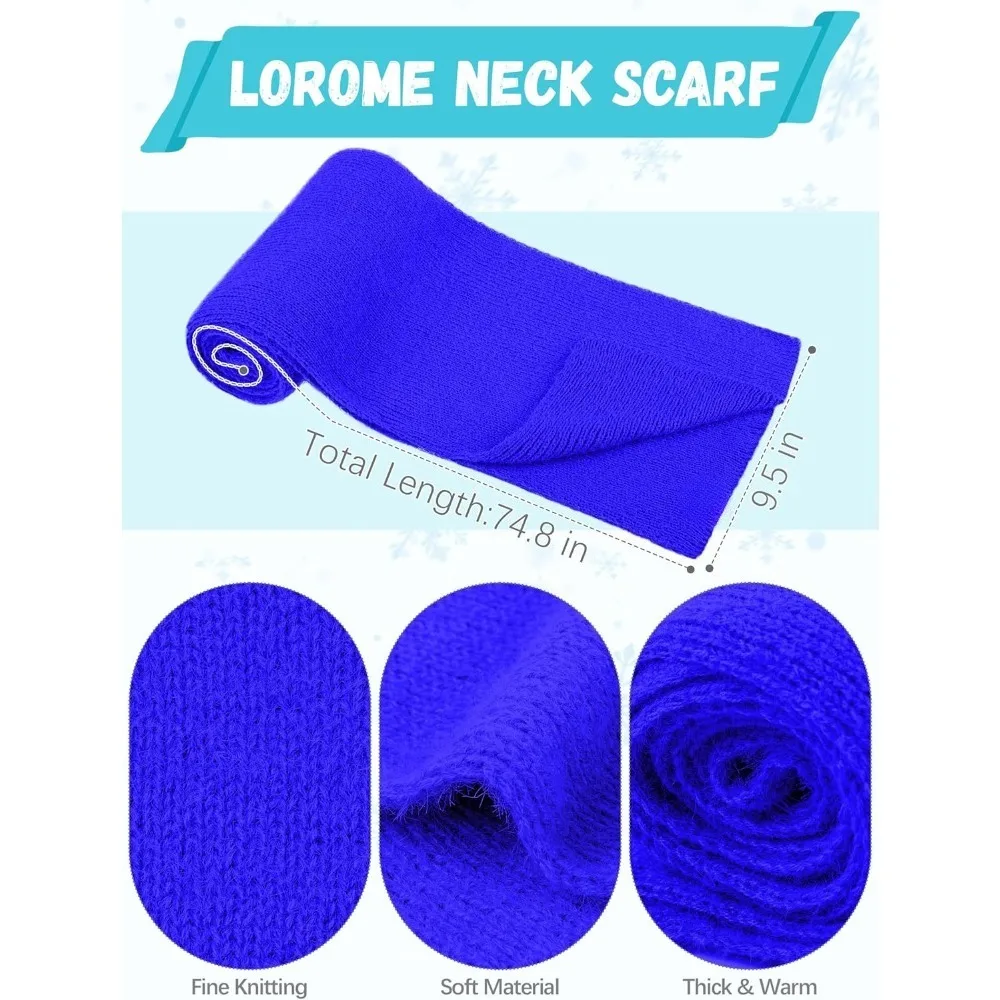 الشتاء قبعة قبعة وشاح قفازات، الدافئة الصوف متماسكة قبعة وشاح طويل الرقبة أدفأ شاشة تعمل باللمس قفازات الشتاء مجموعة هدايا للنساء