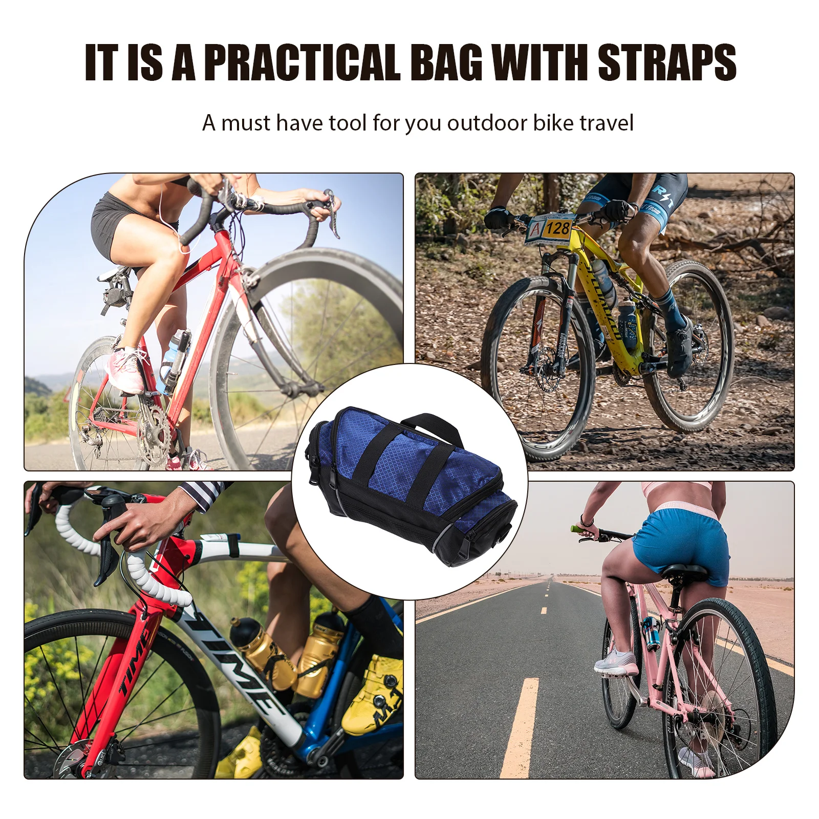 

Bike Handlebar Bag Durable Waterproof Storage Pouch For Cash Cycling Front Bag For Road Folding Bikes
