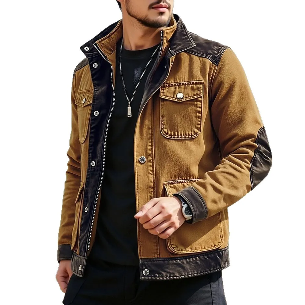 Spring Autumn Men's Vintage Style Denim Jackets Trend Patchwork Multi Pocket Casual Outwear Coat Male American Retro Chic Jacket 14 Sd75af65984b64f68b37a7a24fe78f9cbr