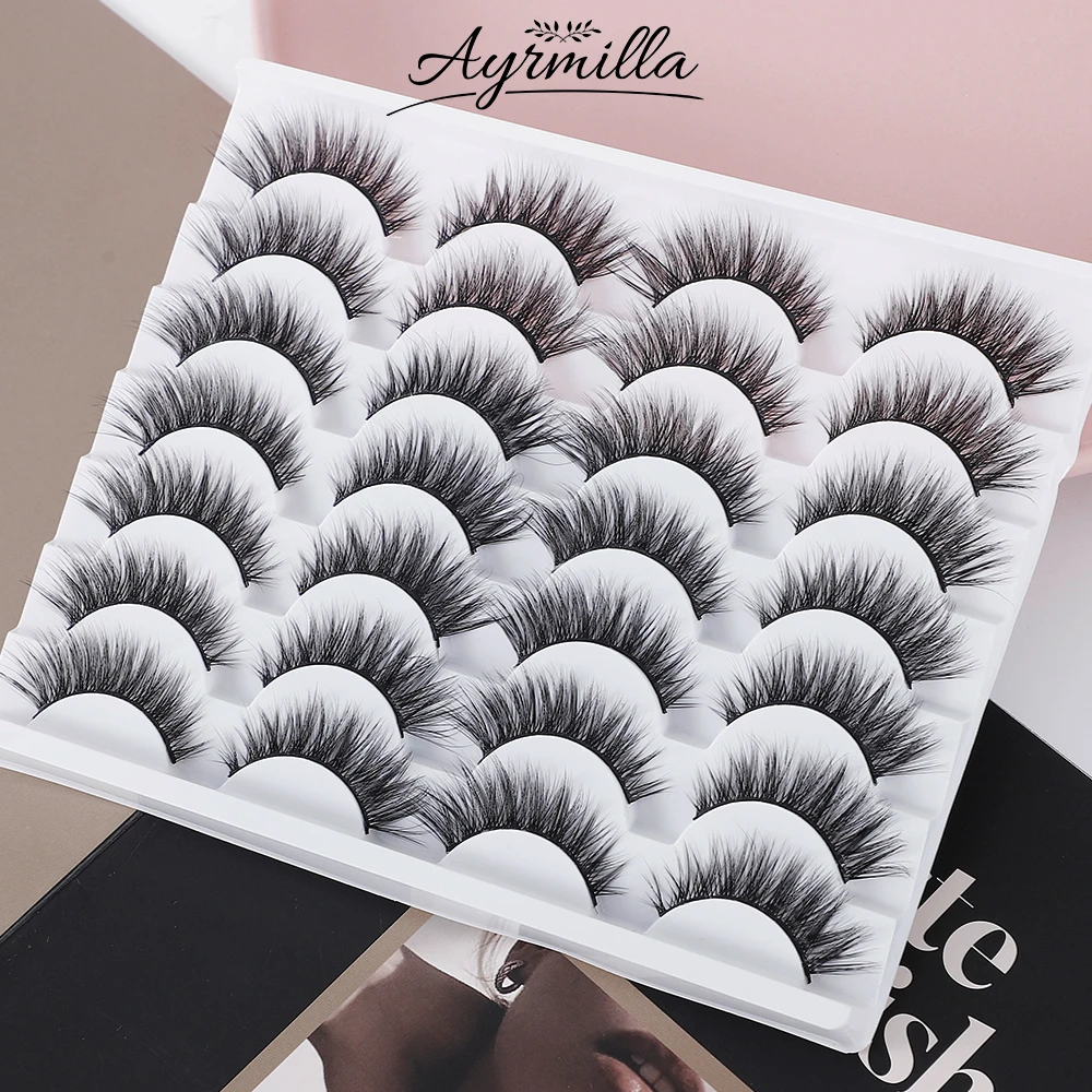 AYRMILLA Natural False Eyelashes 5/10/14Pairs Dramatic 3D Mink Lashes Thick Fake Eyelash Extension Faux Cils Makeup maquiagem