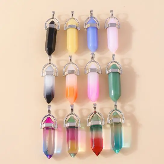 Tusember Mix 5 Stück natürlicher Edelstein Quarzkristall sechseckiger Anhänger Reiki Steine für DIY Schmuckherstellung Halskette Ohrringe Handwerk – Detail 9