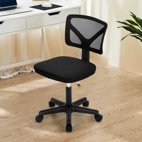 JHK Mesh with Lumbar Support Armless Office Chair Low Back with Wheels Adjustable Height 360° Rolling Swivel Computer Chair