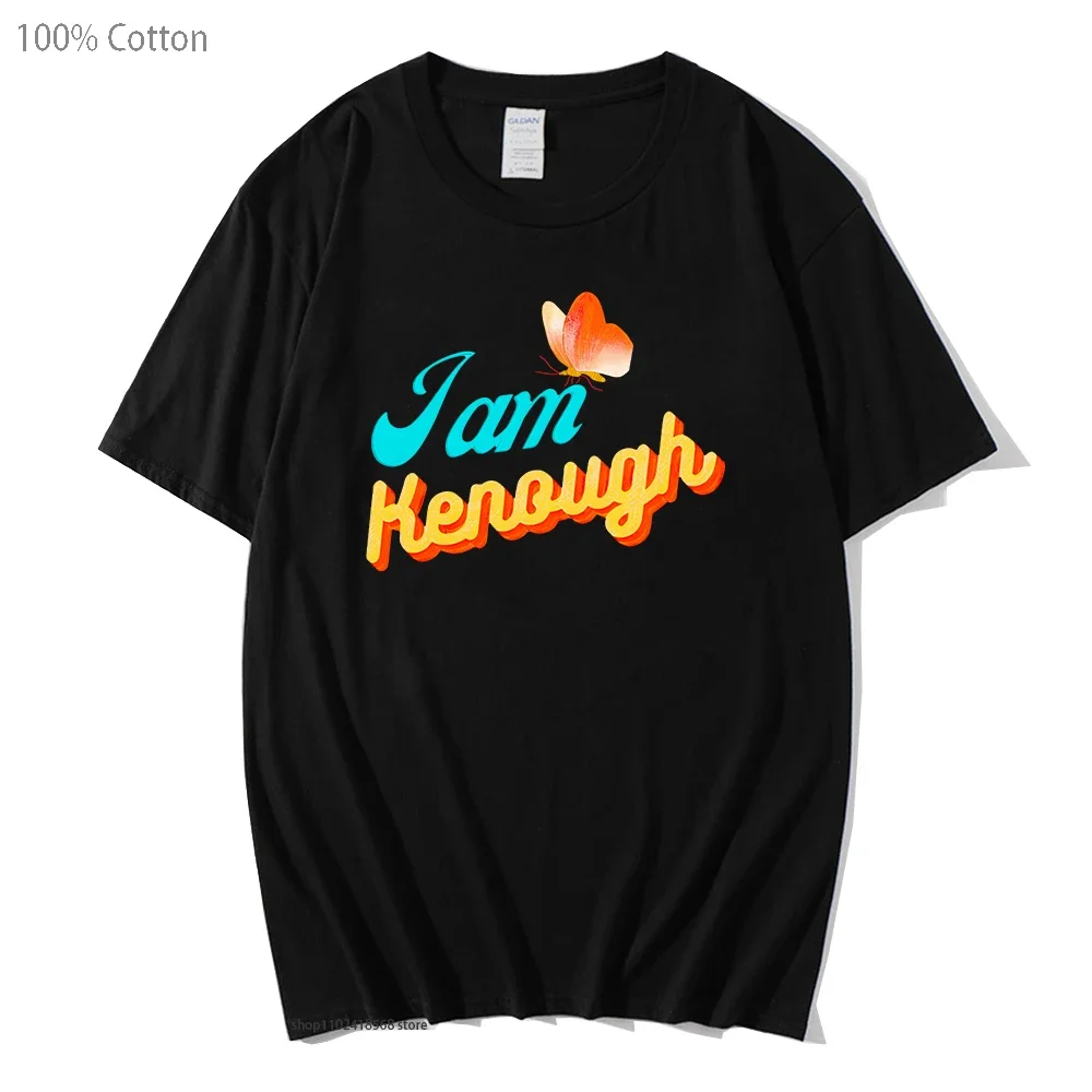 

I Am Kenough T-Shirts Letters Printed Tee Tops Pink cartoon Tshirt Funny Short Sleeve Tees 100% Cotton Summer Clothes Y2k Tops