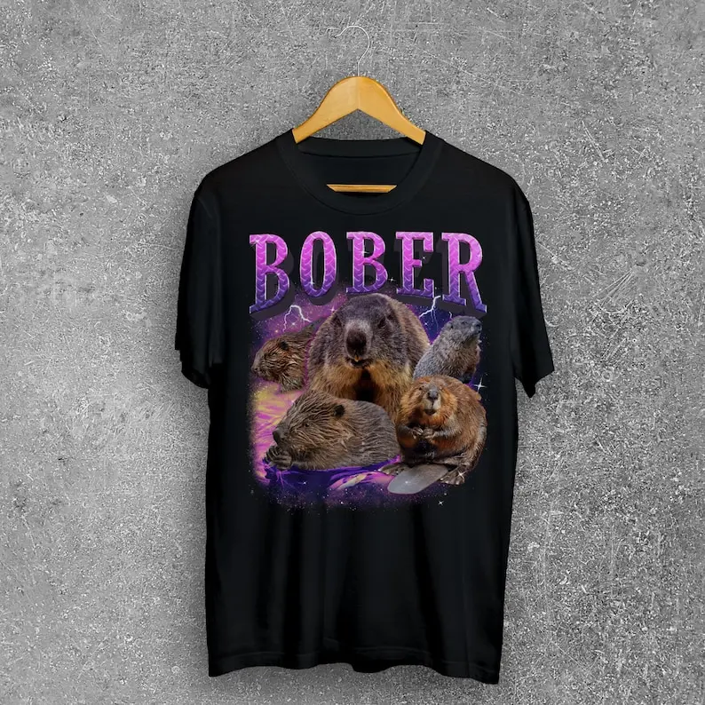 Bober Funny Beaver Meme Tee Shirt Gift, Bootleg 90s Retro Beavers T-shirt, Silly Joke Gift, Dank Memes Tshirt, Stupid Tees