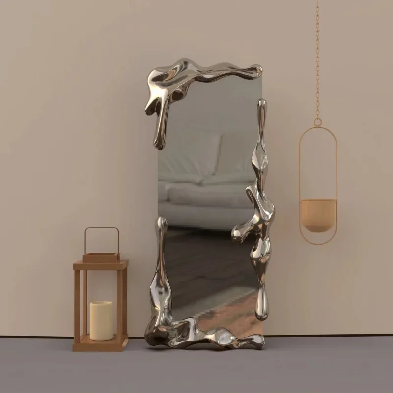 Floor-to-Ceiling Full-Length Mirror Home Villa Model Room Decor Visual Ins Wind Full-Body Mirror for Enhanced Space Perception