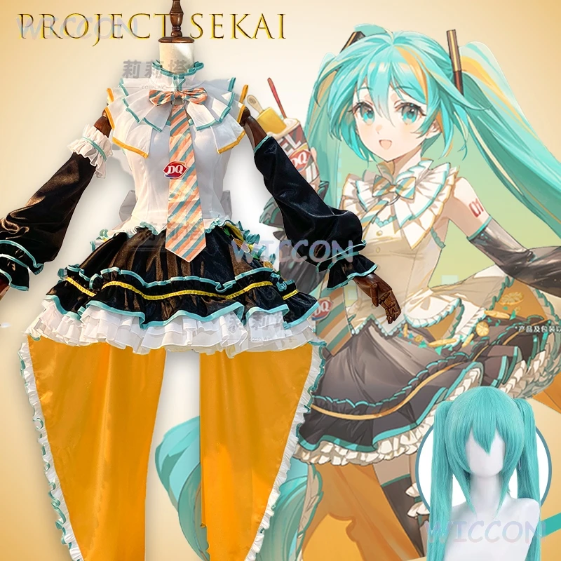 

Mikuku DQIce Cream Collaboration Косплей Костюм Проект Sekai Красочная сцена Аниме Наряд Женское Милое Платье Хэллоуин Рождество