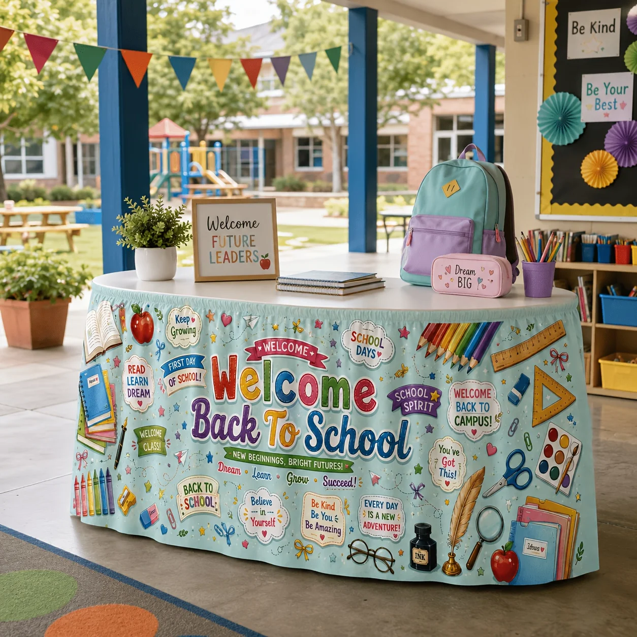 Tablecloth, Tablecloth, Polyester Tablecloth, Back to School Season, Stationery Art Printed Tablecloth, Decorative