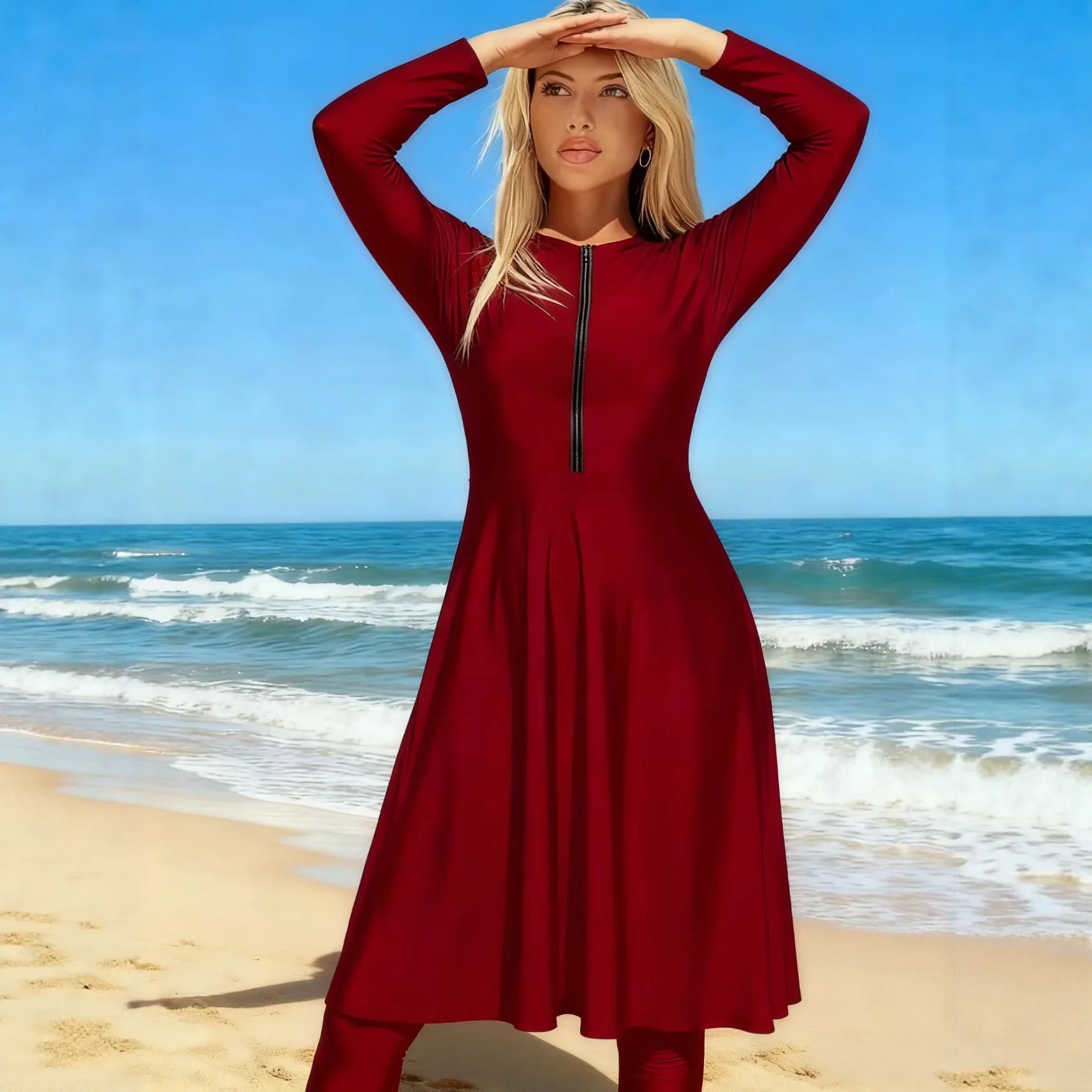 Plus Size Swimsuit 2026 New Full Cover Swimwear Women 2-Piece Rash Guards Swimming Suit Burkini Bathing Suit Beach Wear