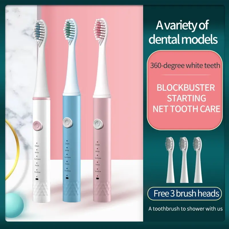 Jianpai Adult Blue Pink Sonic Electric Toothbrush Adult 5-gear Mode USB Charging IPX7 Waterproof Sonic Electric Toothbrush image 2