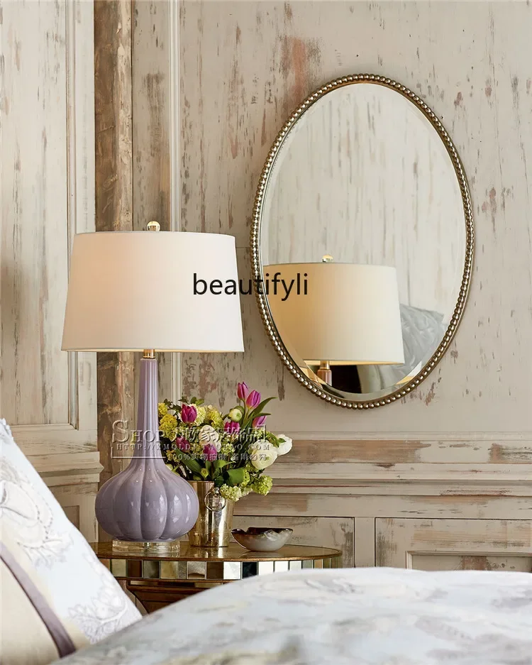 

zxEuropean simple oval bathroom mirror toilet mirror art decorative mirror wall hanging