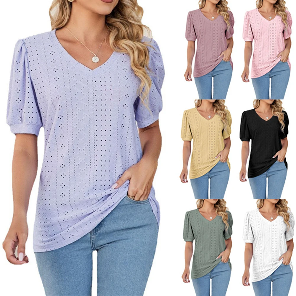 Dropshipping New T-shirts For Women 2024 Short Sleeve Tee Female Pullover Casual Cheap Summer Top Blouses For Lady Super Offers