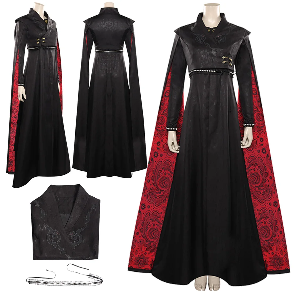 

Rhaenyra Cosplay Classic Dress Cloak Fantasia Costume TV House Role Dragon Clothing Women Disguise Outfits Halloween Party Suit