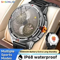 Nuevo reloj inteligente para Android/IOS respuesta de llamadas inalámbricas 1000mAh batería brújula deportes hombres linterna IP68 impermeable 2026 regalos