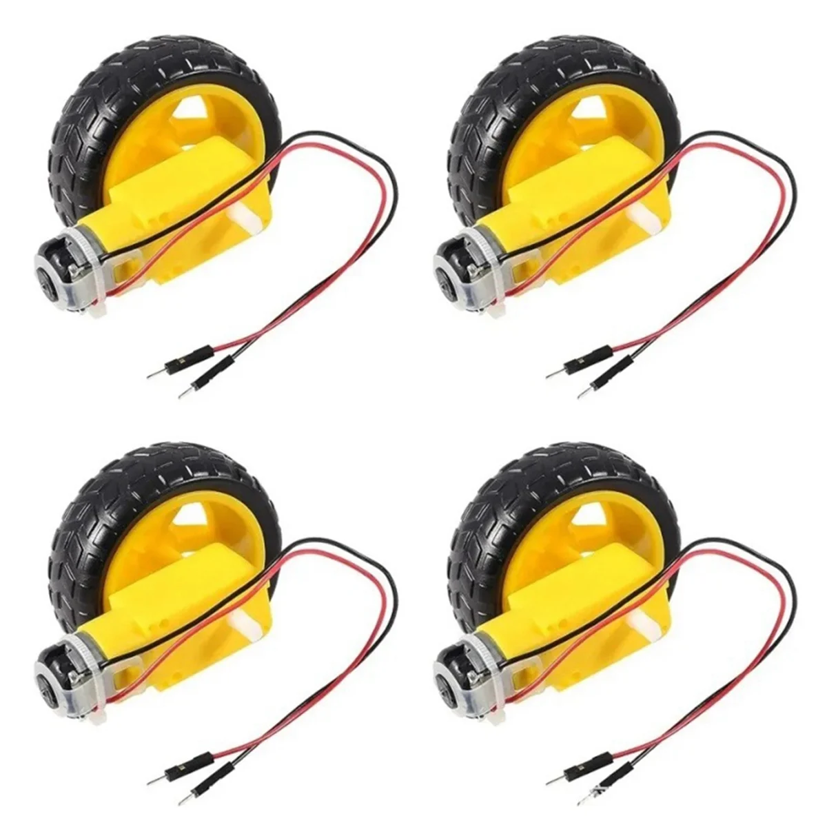 

WOTT-4PCS Электродвигатель постоянного тока 3-6 В с 4 пластиковыми шинами, колесом, двухвалом, мотор-редуктор, мотор-редуктор, набор «сделай сам» для умного автомобиля, комплект