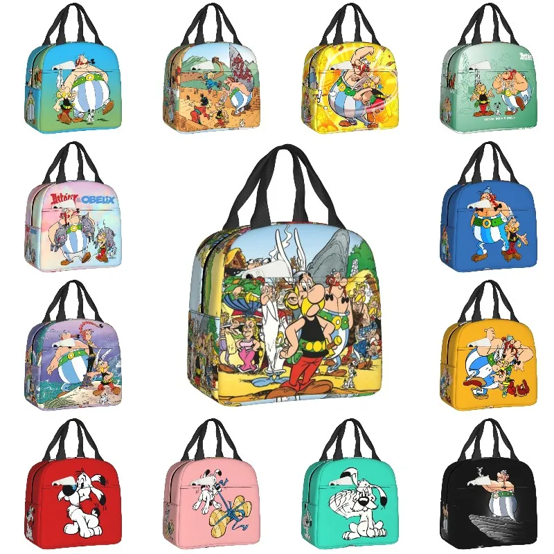 Anime Asterix And Obelix Lunch Bag Women Portable Cooler Thermal Insulated Lunch Box for School Office Outdoor Picnic Food Box