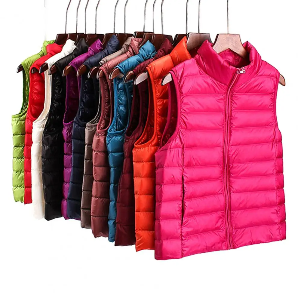 

Women Down Vest Fluffy 2024 Women Ultra Light Down Vests Slim Sleeveless Jacket Girl Winter Cotton Vest Windproof Down Waistcoat