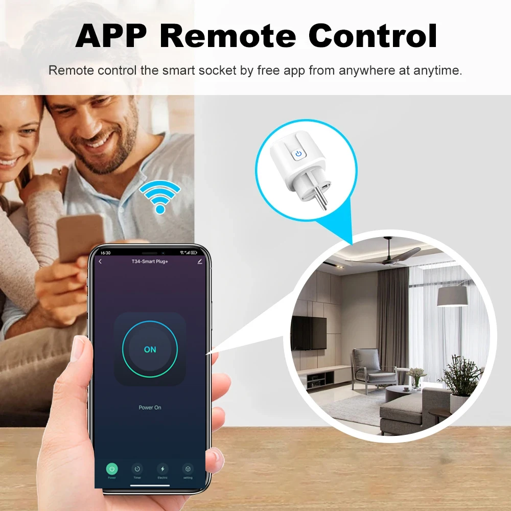 Picture 4: EU Plug Tuya Zigbee Smart Socket 20A Power Monitor App Remote Control ZigBee Hub Required Voice Control Alexa Google Assistant