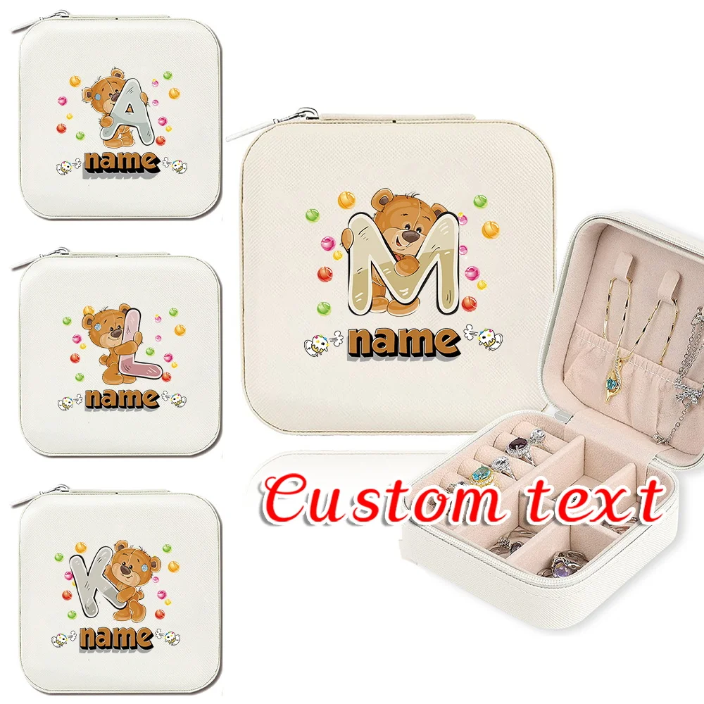 

Customized Name Portable Jewelry Box High Quality Zipper Earrings Ring Jewelry Box Large Capacity Travel Storage Box