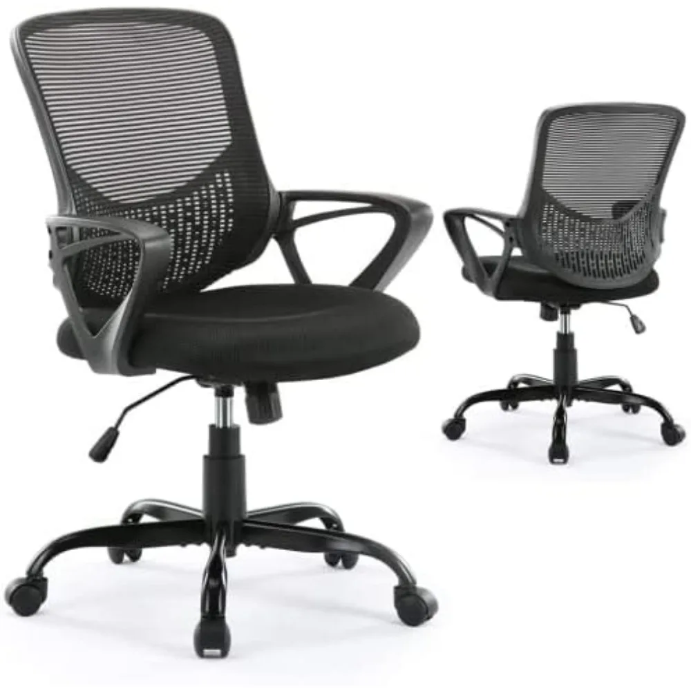 Ergonomic Home Desk Chair Mid Back Mesh Chair Rolling Swivel Computer Chair With Lumbar Support Gaming Gamer Office Armchair Pc