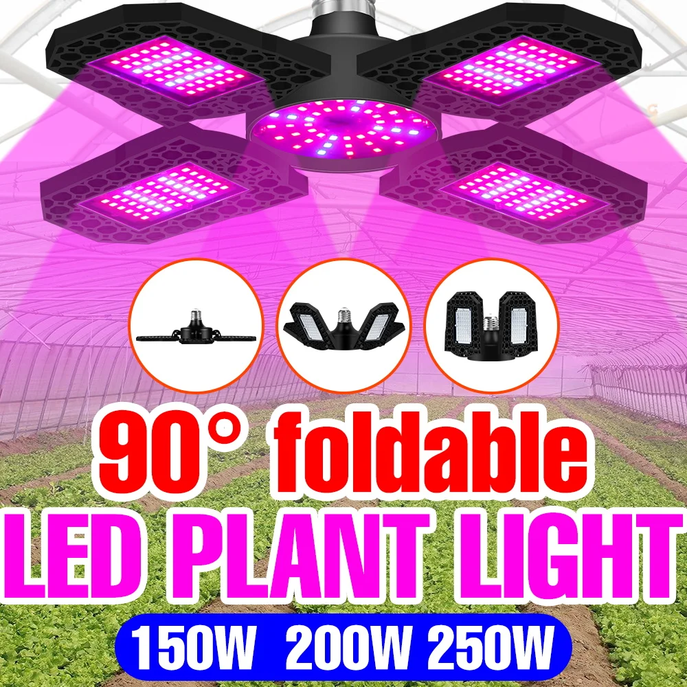

250W LED Full Spectrum Grow Light Bulb Foldable E27 Indoor Greenhouse Tent Vegetables Fruits Hydroponics Plant Cultivation Lamp