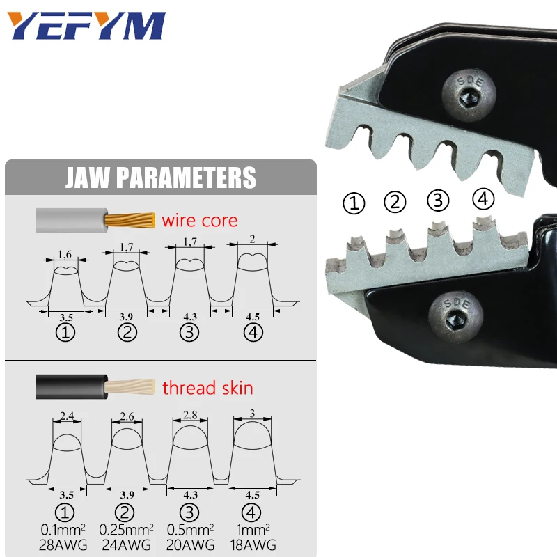 YEFYM-Alicates de prensado de terminales impermeables, herramientas manuales de prensado de abrazadera, resorte de enchufe de anillo de sellado de