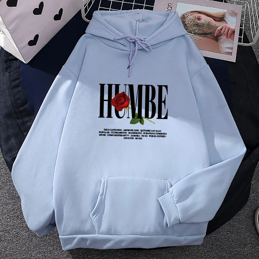 Hoodie motif Rose Humbe, kaus lengan panjang kasual Unisex, Hoodie pullover lembut Hip Hop Musim Dingin/musim gugur