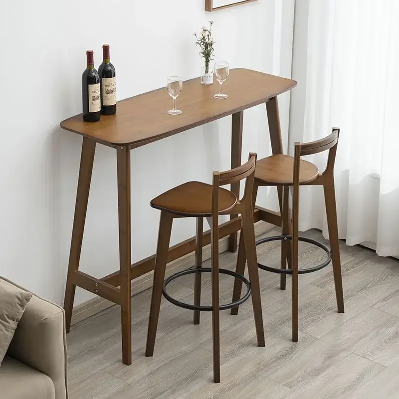 Small bar table household small apartment high-footed long table living room partition solid wood balcony window
