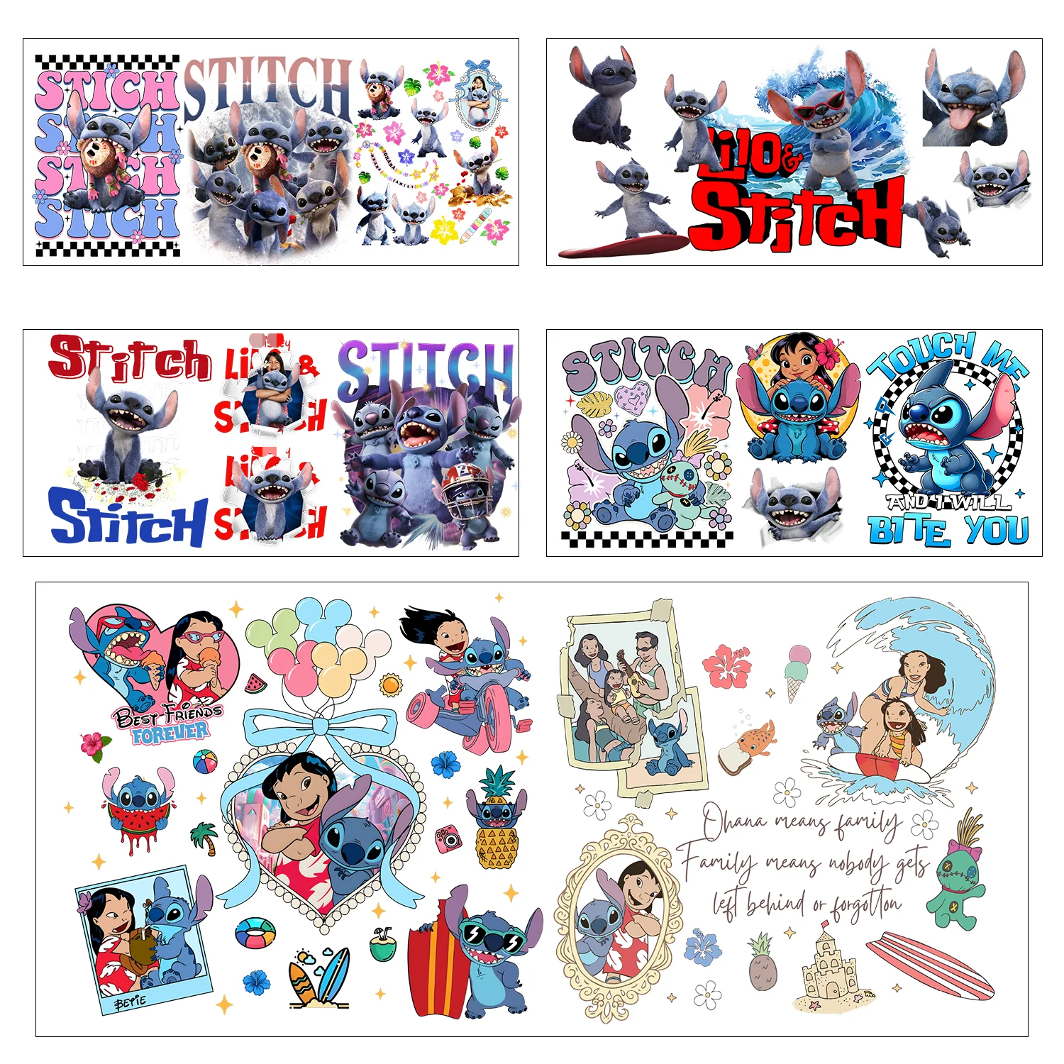 

Cute 3d stitch Series easy peel waterproof DIY Decals 3D transfers uvdtf crystal stickers 16oz uv dtf cup wraps