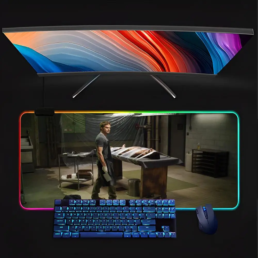 

Коврик для мыши Dexter, клавиатура со светодиодной подсветкой RGB для ПК, геймера, светящийся резиновый коврик для мыши, милый мультяшный игровой компьютер, csgo lol pubg