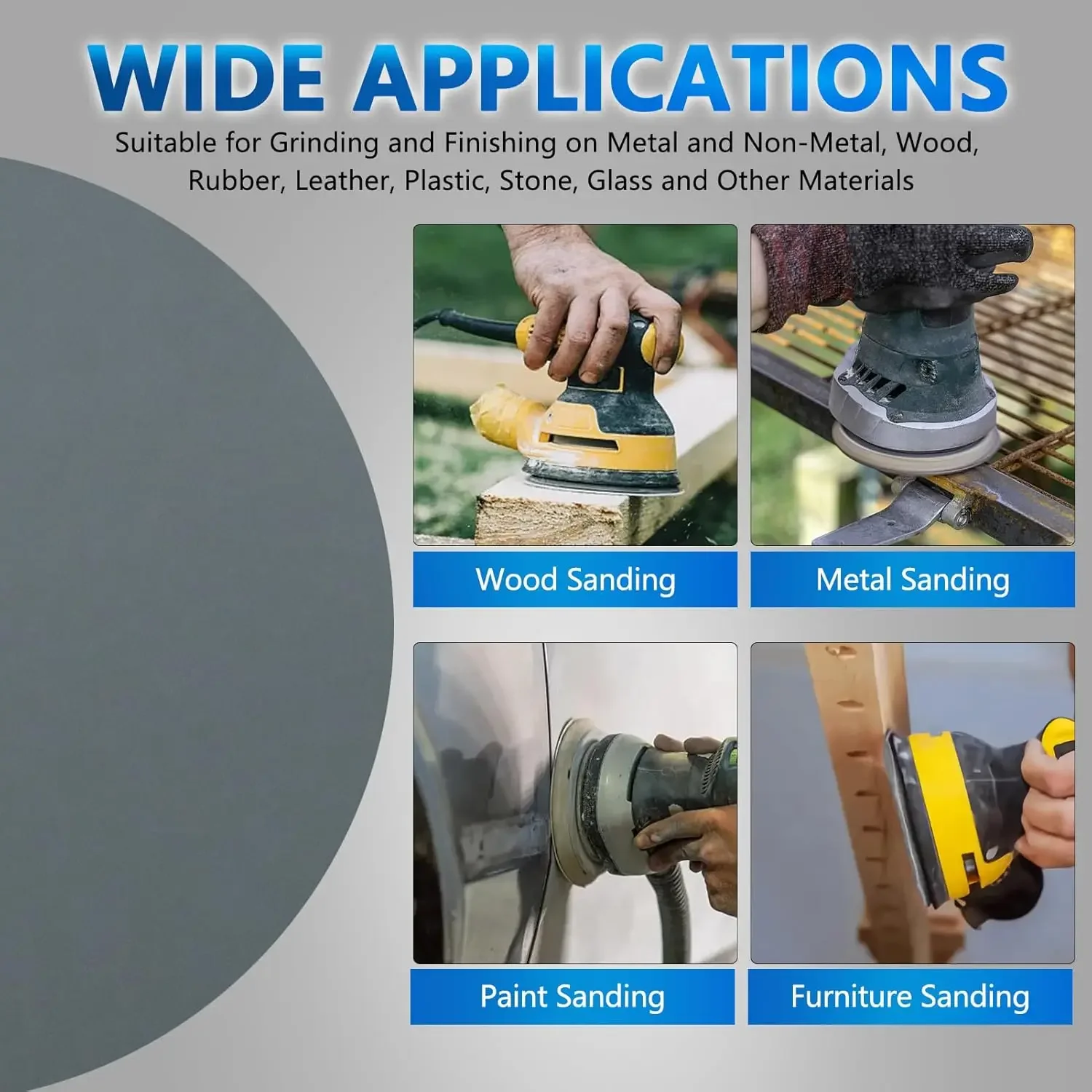 50 قطعة 6 بوصة أقراص الصنفرة الرطبة والجافة هوك وحلقة، 5 فريك مختلفة من ورق الصنفرة، مجموعة تلميع المعادن الخشبية للسيارات