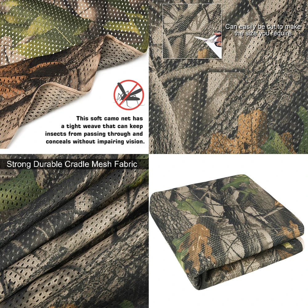 Vilead Quiet Net Camo Mesh Hunting Camouflage Cover for Outdoor Bird Photography Duck Blind Garden Decoration 75D Cloth