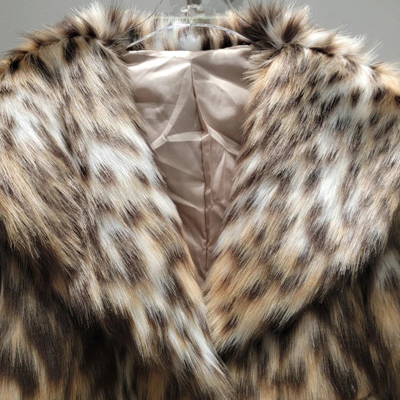 DEAT 2024 Winter New Fashion Leopard Print Lapel Fur Coat For Women Loose Casual Lapel Long Sleeve Short Jacket Female 11A01312