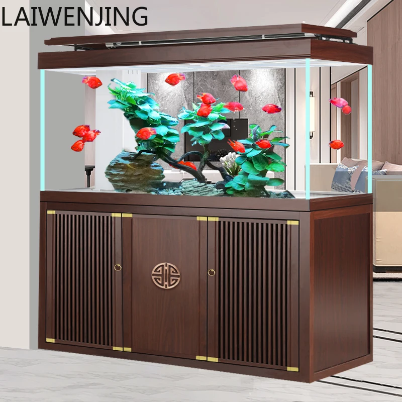 

HLZ new Chinese family hall fish tank ultra-white glass office floor bottom filter free of water change
