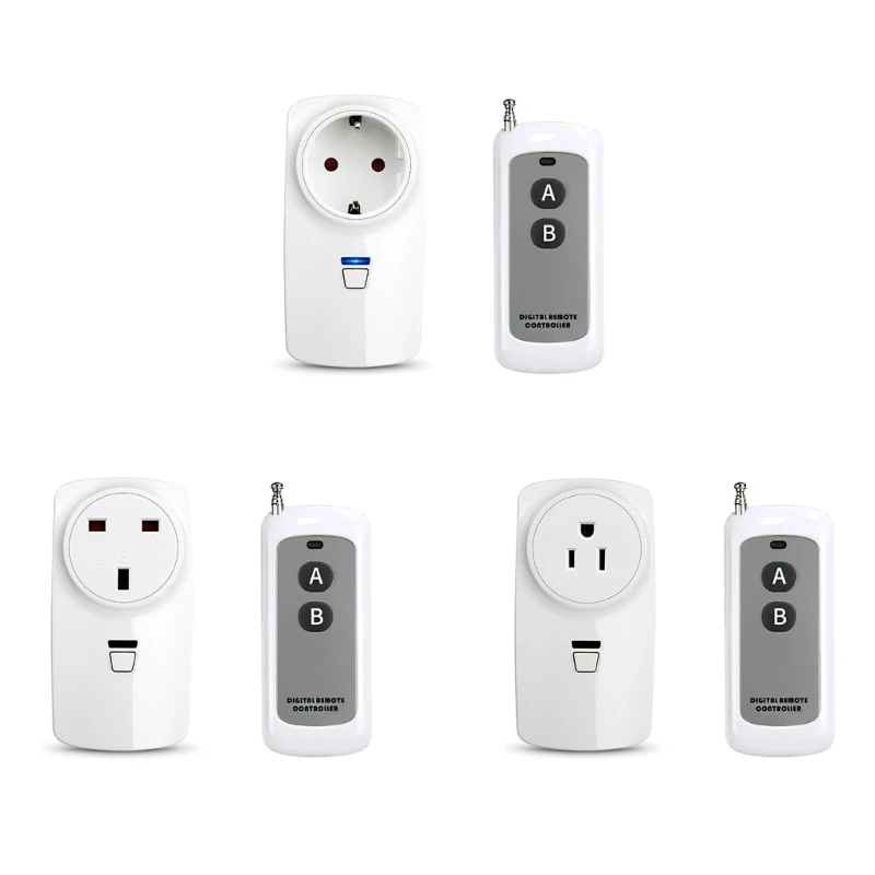 315Mhz AC220V Wireless Socket Programmable Electrical Outlet Switchs Plug with Remote Control Long Ranges US/EU/UK Plug