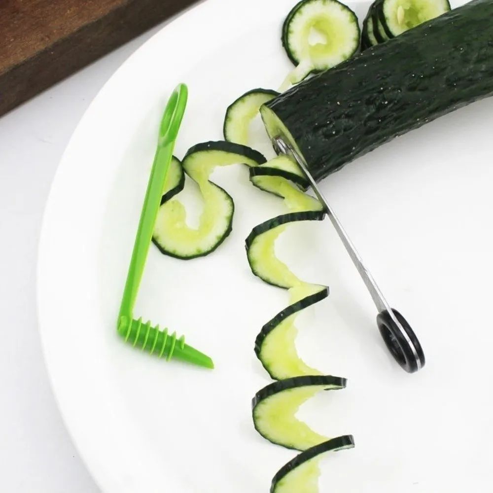 

Stainless Steel Vegetable Spiral Cutting Machine Portable Multifunctional Cucumber Spiral Slicer Even Thickness Manual