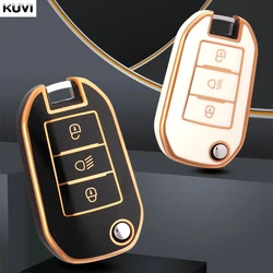 New TPU Car Flip Key Case Cover Shell For Peugeot 208 308 408 508 2008 3008 4008 5008 For Citroen C3 C4 CACTUS C6 C8 Accessories