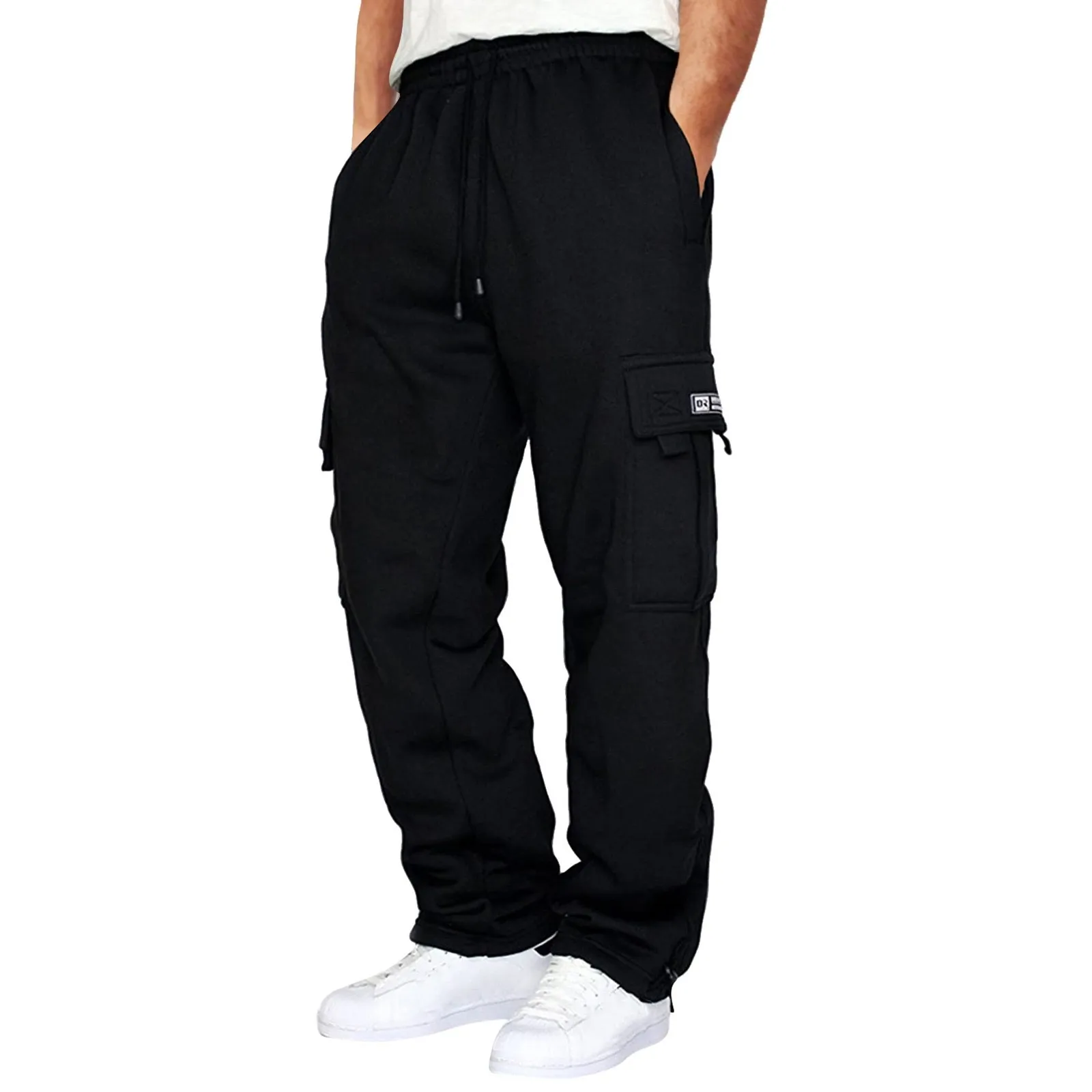 

Men's Sweatpants Straight Joggers Streetwear Loose Oversized Drawstring Long Trousers Solid Multi-pocket Pants Casual Oversized