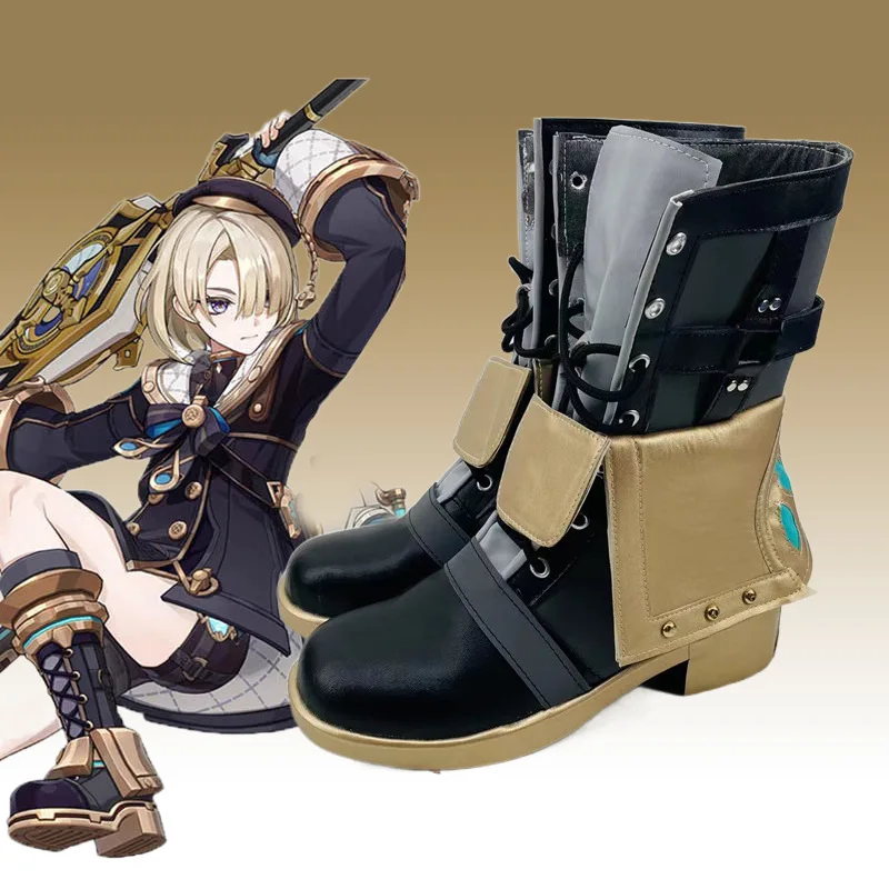 

Anime Genshin impact Freminet Cosplay Shoes Anime Short Boots Freminet Cosplay Costume Prop Shoes for Halloween Party Accessory