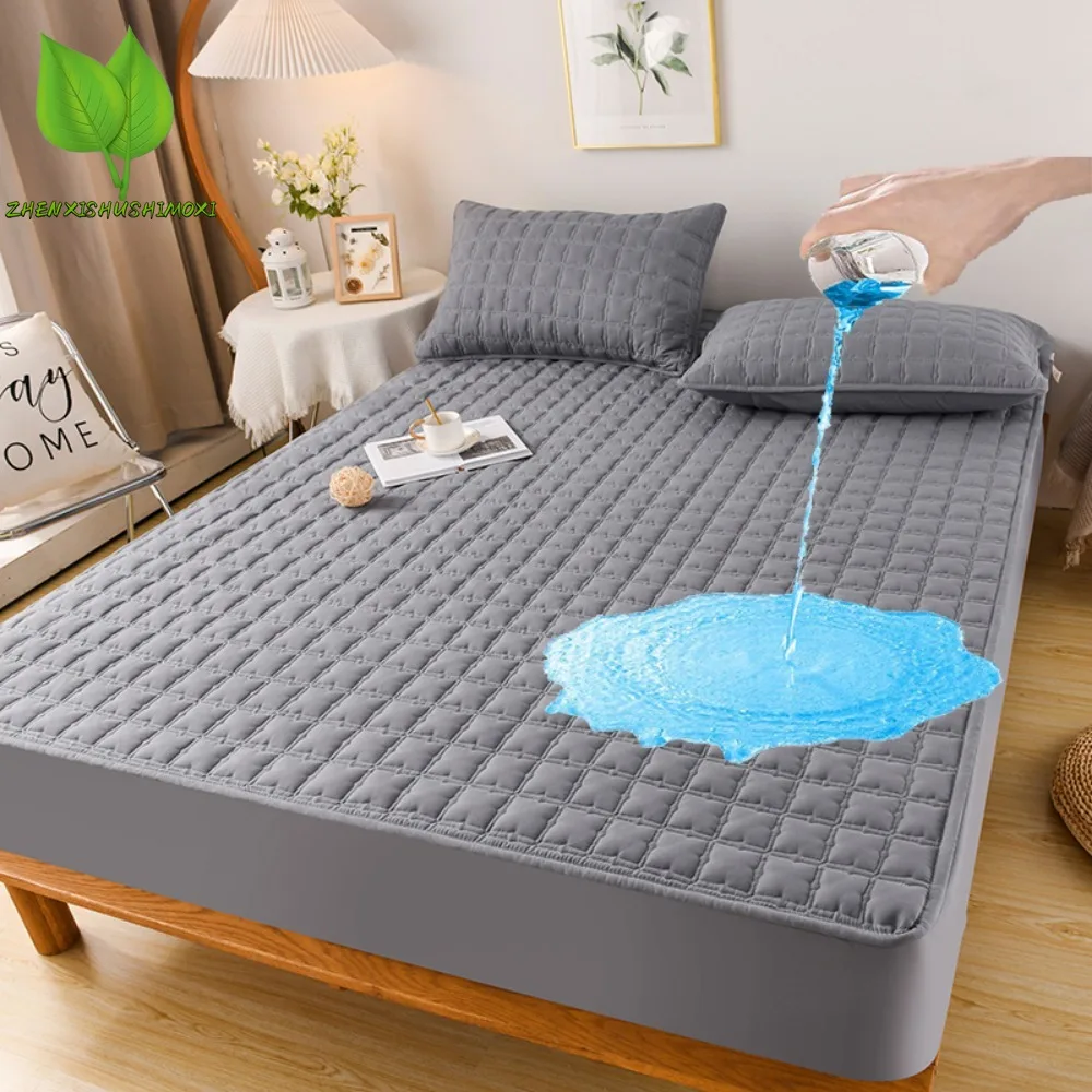 탄성 밴드가 있는 항균 매트리스 프로텍터 커버, 퀼트 시트, 침대 토퍼 패드, 100% 방수 