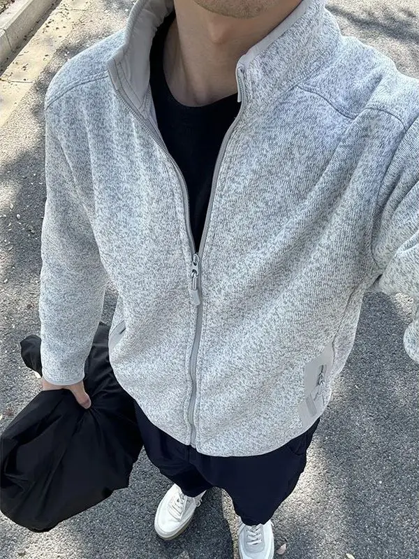 

Мужская функциональная ветровка большого размера на молнии, с подкладкой из флиса, вязаная, повседневная, для активного отдыха, верхняя одежда