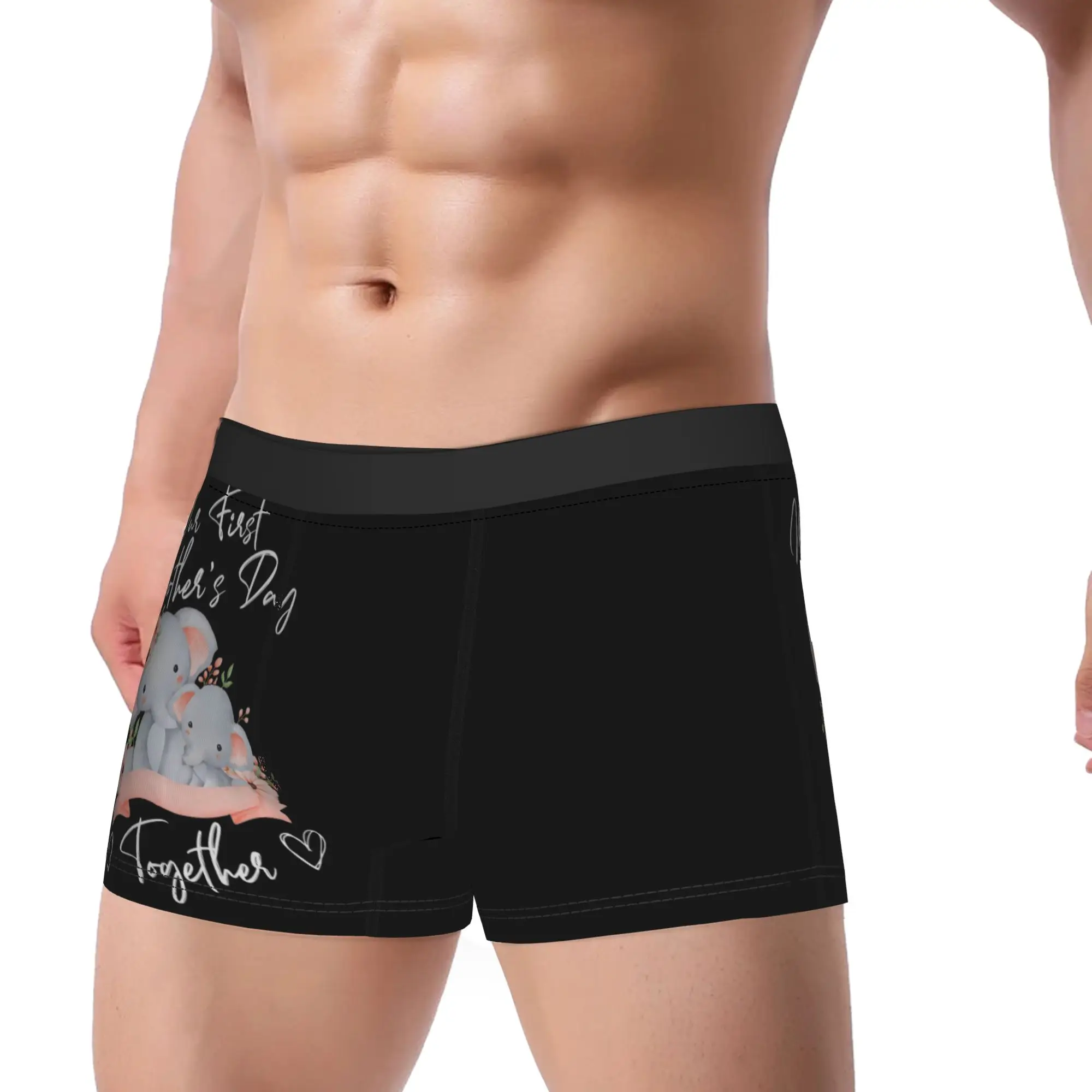 Our First Together Elephant Matching  Mothers Day Underpants Breathbale Panties Man Underwear Comfortable Shorts Boxer Briefs