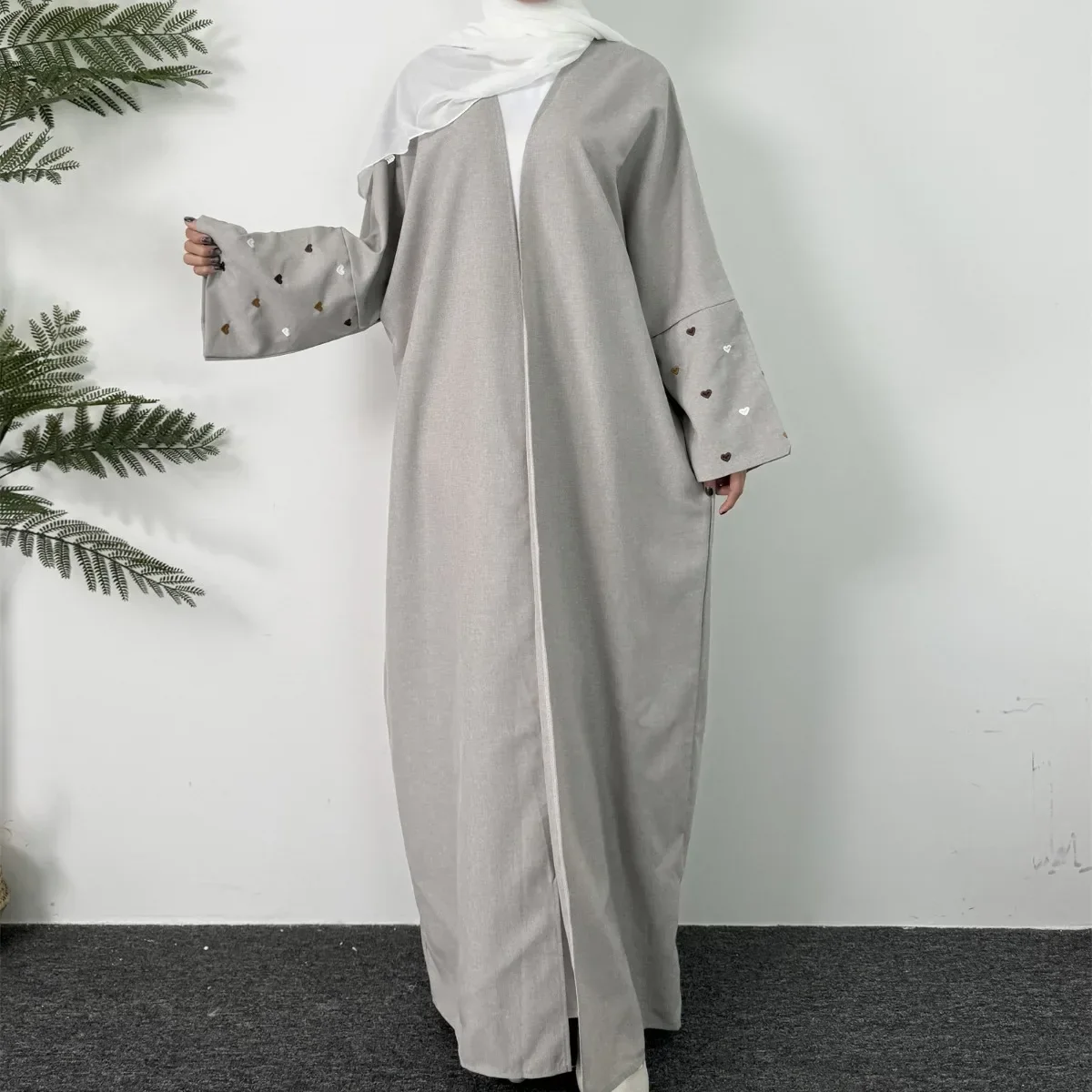 Open Front Abaya Long Sleeve Maxi Length Dress Womens Clothing Muslim Cardigan Abayas Women Jilbabs Embroidery Out Kaftans