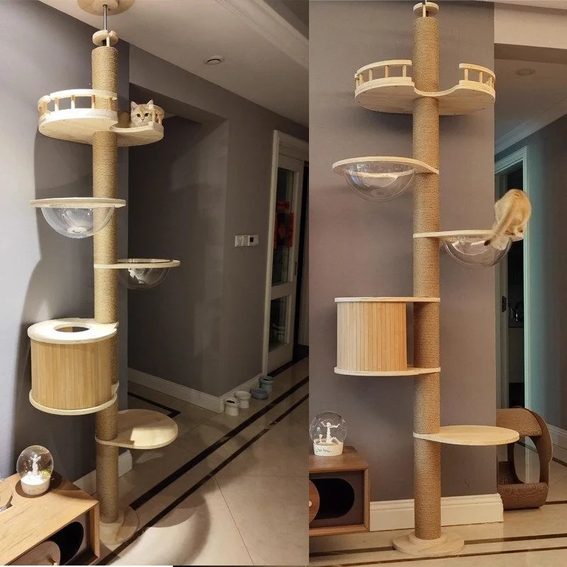 Cat  Climbing Frame  Nest DIY Solid Wood  Tree Integrated Frame Homemade Tongtian Pillar  Scratching Column