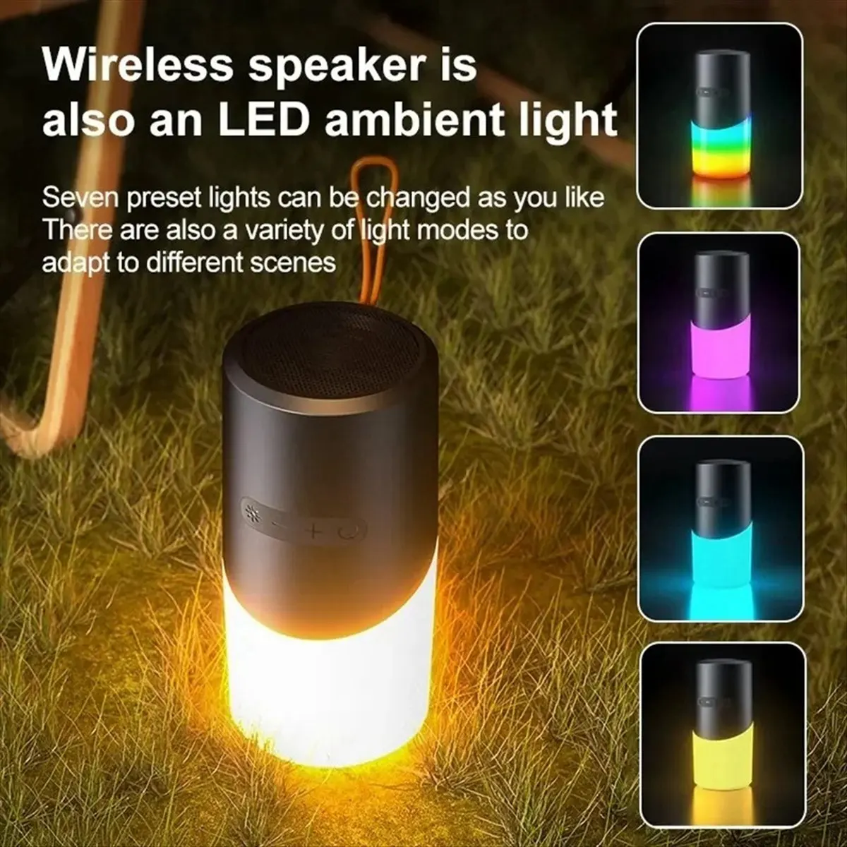 

*A14E Outdoor Subwoofer Bluetooth Speaker IPX5 Waterproof TWS Camping Speaker Desktop Sound Box with RGB Colorful Light Green