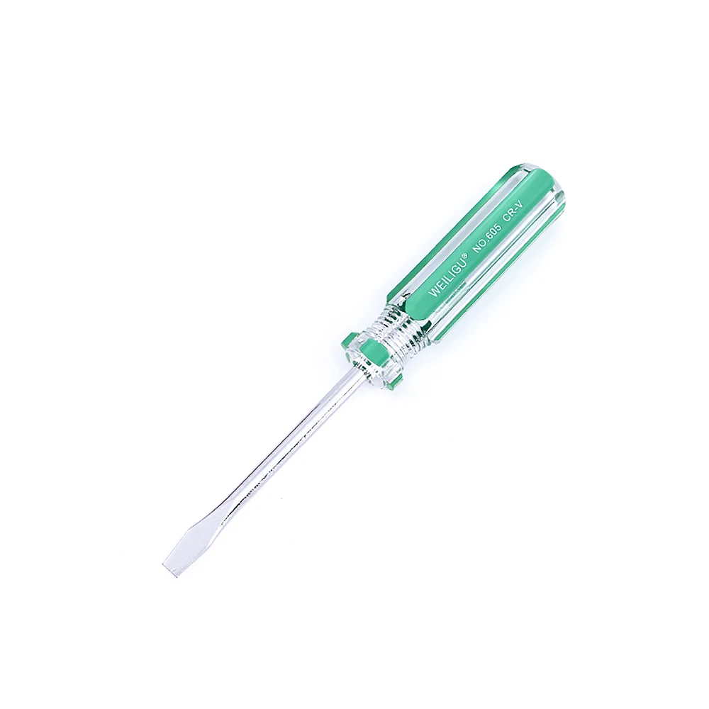 Magnetic 3mm 5mm 6mm Slotted Screwdriver 38mm to 300mm Length Word CR-V Screw Driver Transparent Handle Car Repair Hand Tools