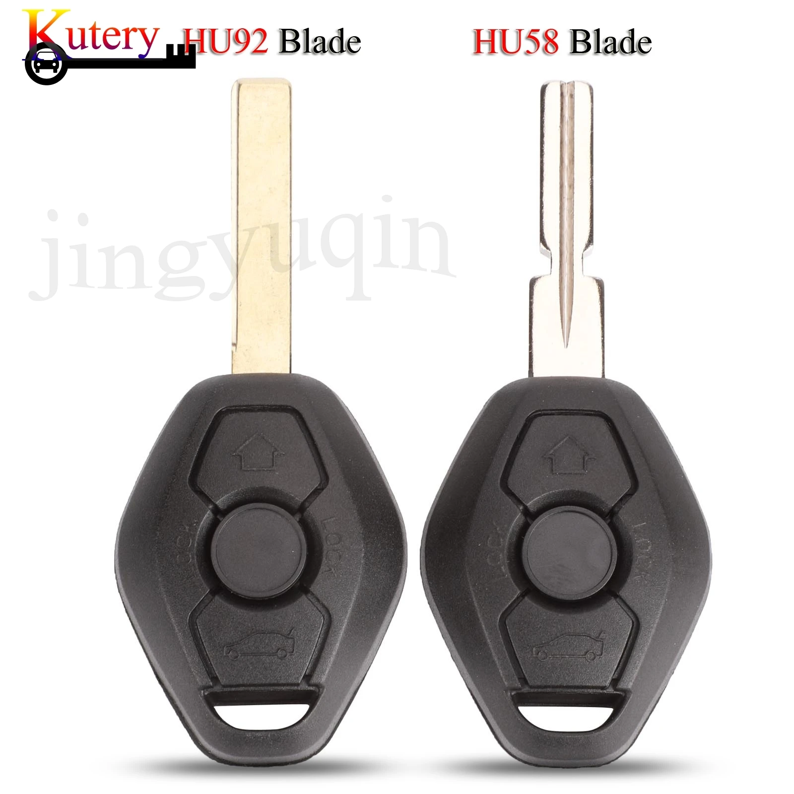 jingyuqin Remote Car Key Shell For BMW EWS 1/3/5/7 Series X3 X5 Z3 Z4 3Buttons With Uncut HU58 HU92 Blade Replacement Key Case