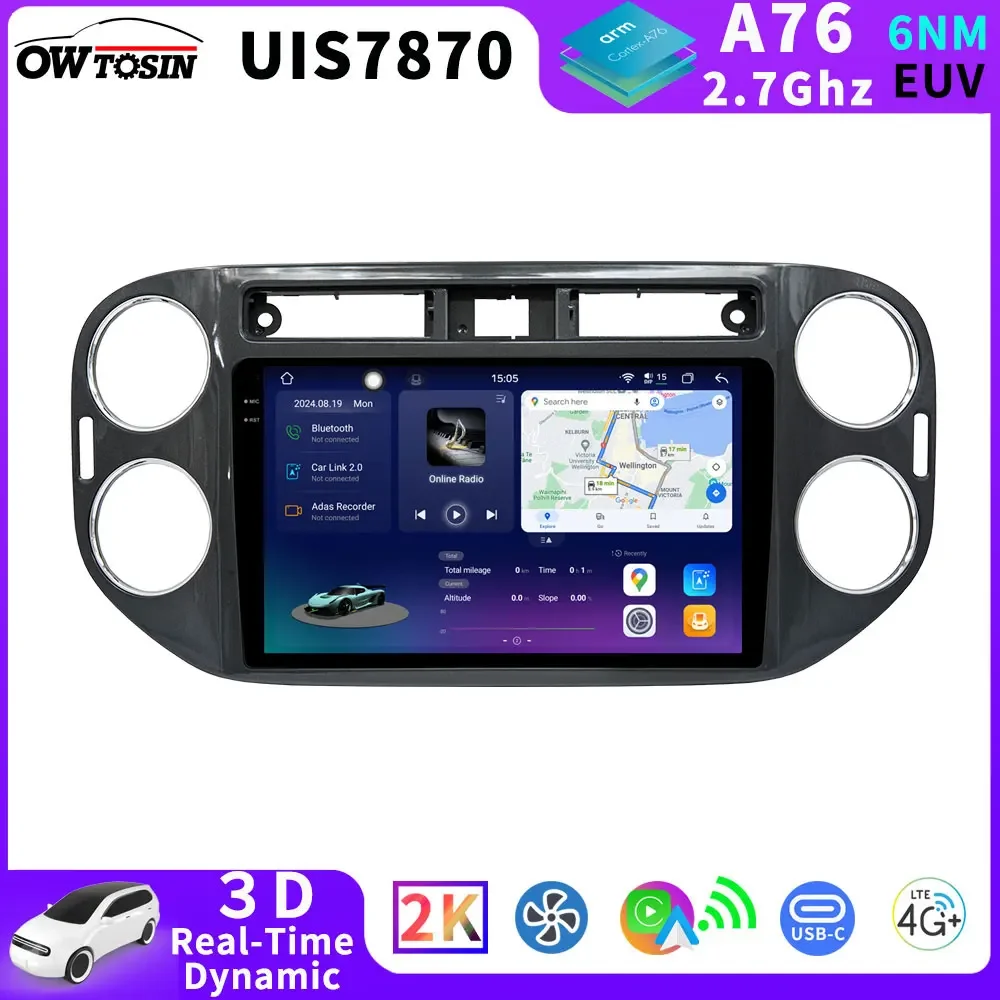 QLED 2K Screen 7870 A76 Android 13 12G+256G Car Radio Multimedia GPS Player For Volkswagen VW Tiguan 1 2011-2017 CarPlay Stereo