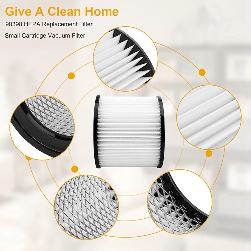 3Pc 90398 HEPA Cartucho de filtro de substituição Filtro de vácuo para Shop-Vac 9039800 ,903-98,903-98-00 Vácuo úmido e seco