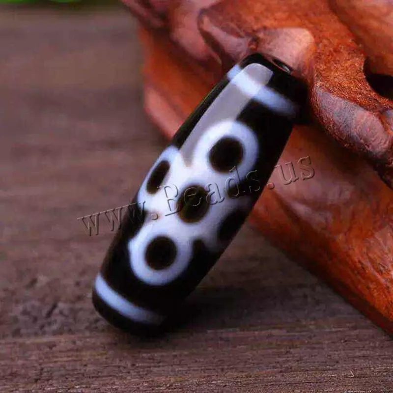 خمسة عيون الإضاءة العقيق التبتي الطبيعي الجزع Dzi الخرز مصقول صنع المجوهرات عقد دي اي واي سوار 13x37 مللي متر الخرز Dzi التبتية #1